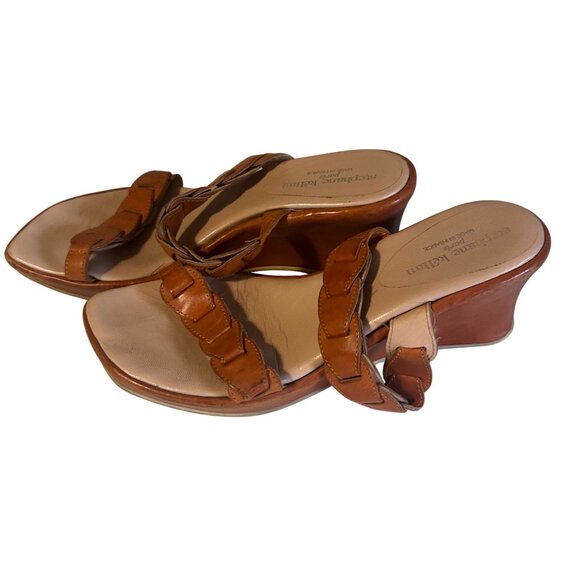 Stephane Kelian Paris France brown leather wedge sandals size 8 - Picture 4 of 6